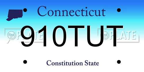 910TUT Connecticut License Plate