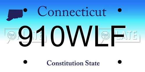 910WLF Connecticut License Plate