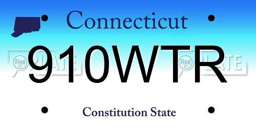 910WTR Connecticut License Plate