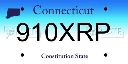910XRP Connecticut License Plate