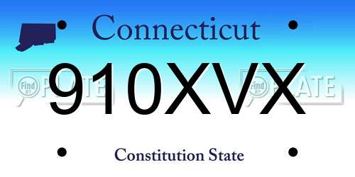 910XVX Connecticut License Plate