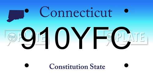 910YFC Connecticut License Plate