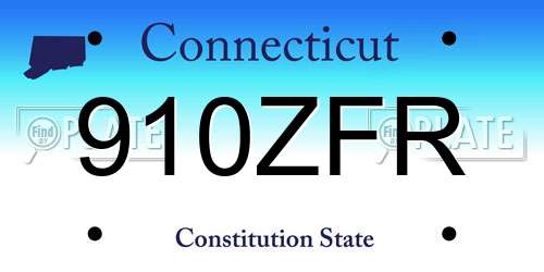910ZFR Connecticut License Plate