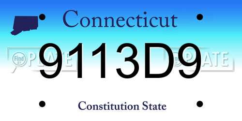 9113D9 Connecticut License Plate