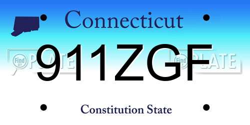 911ZGF Connecticut License Plate