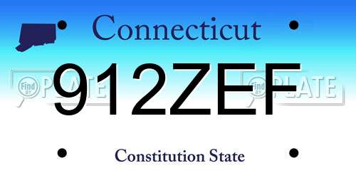 912ZEF Connecticut License Plate