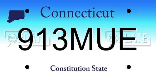 913MUE Connecticut License Plate