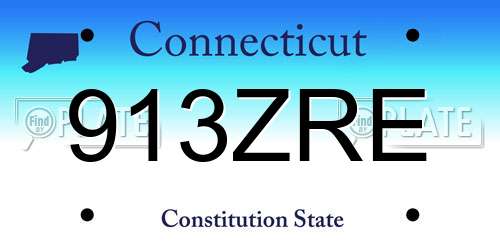 913ZRE Connecticut License Plate