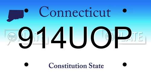 914UOP Connecticut License Plate