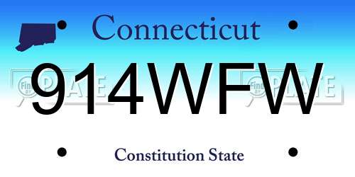 914WFW Connecticut License Plate