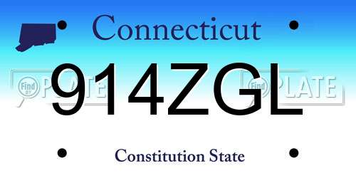 914ZGL Connecticut License Plate