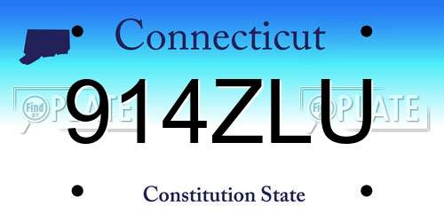 914ZLU Connecticut License Plate