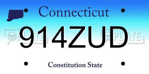 914ZUD Connecticut License Plate
