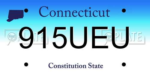 915UEU Connecticut License Plate