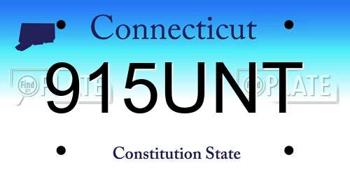 915UNT Connecticut License Plate
