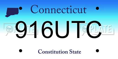 916UTC Connecticut License Plate