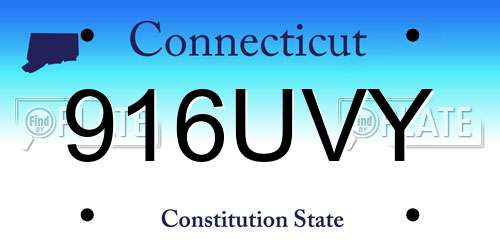 916UVY Connecticut License Plate