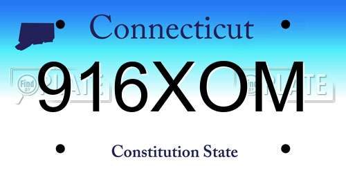 916XOM Connecticut License Plate
