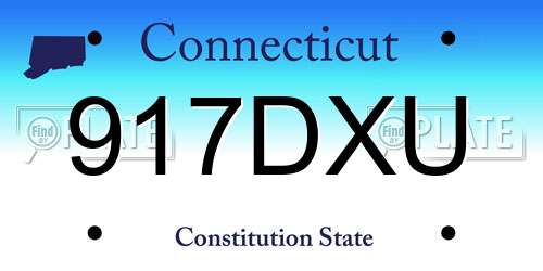 917DXU Connecticut License Plate