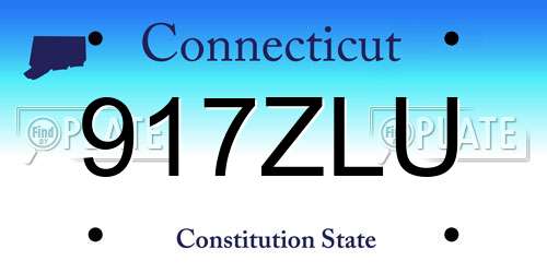 917ZLU Connecticut License Plate