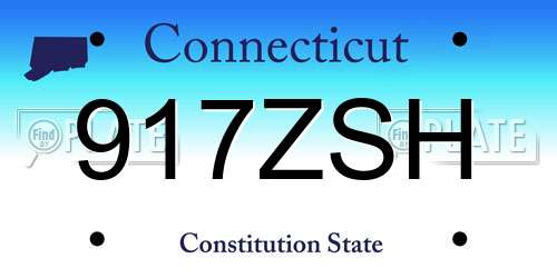 917ZSH Connecticut License Plate