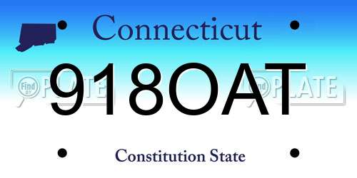 918OAT Connecticut License Plate