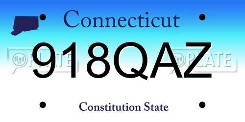918QAZ Connecticut License Plate