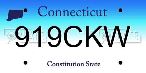 919CKW Connecticut License Plate