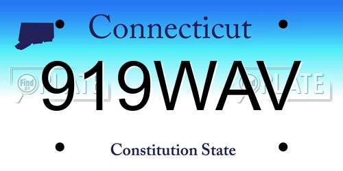 919WAV Connecticut License Plate