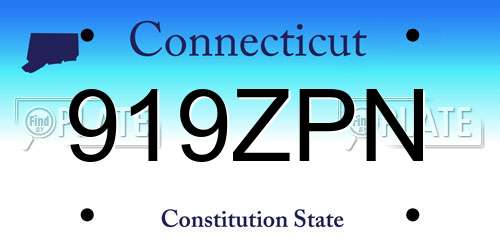 919ZPN Connecticut License Plate