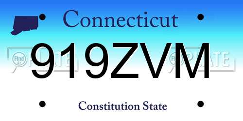 919ZVM Connecticut License Plate