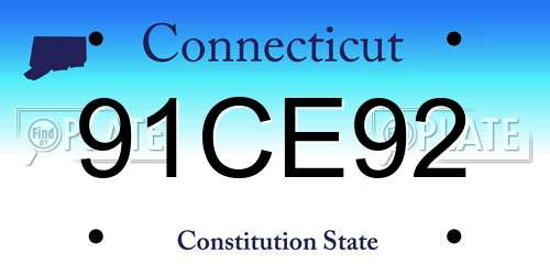 91CE92 Connecticut License Plate