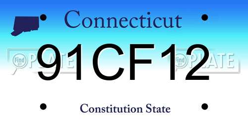91CF12 Connecticut License Plate