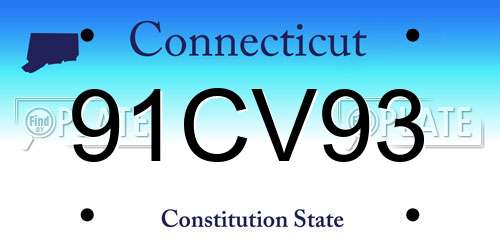 91CV93 Connecticut License Plate