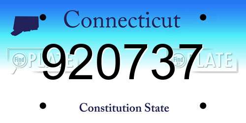 920737 Connecticut License Plate