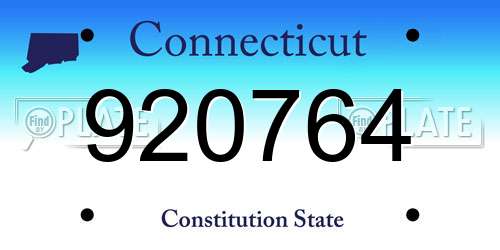 920764 Connecticut License Plate