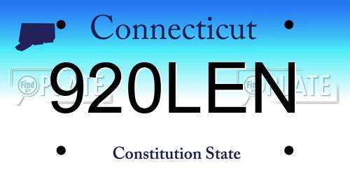 920LEN Connecticut License Plate
