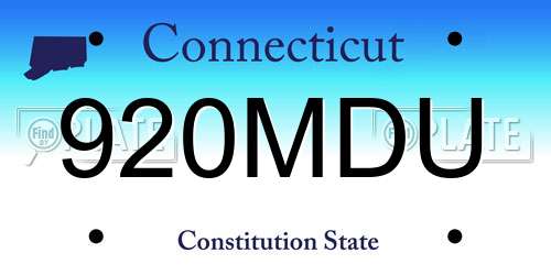 920MDU Connecticut License Plate