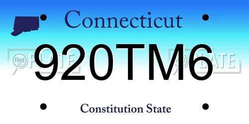 920TM6 Connecticut License Plate