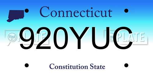 920YUC Connecticut License Plate