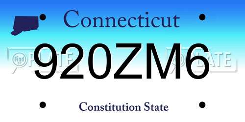 920ZM6 Connecticut License Plate