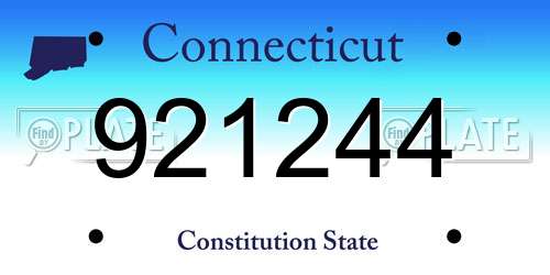 921244 Connecticut License Plate