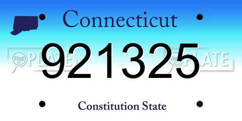 921325 Connecticut License Plate
