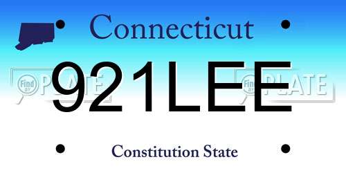 921LEE Connecticut License Plate