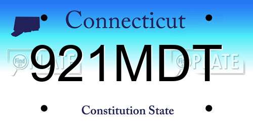 921MDT Connecticut License Plate