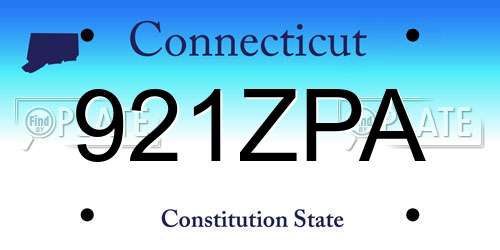921ZPA Connecticut License Plate