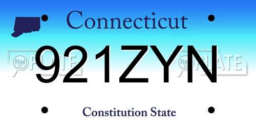 921ZYN Connecticut License Plate