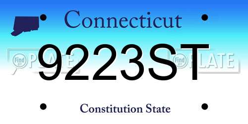 9223ST Connecticut License Plate