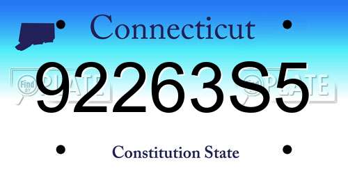 92263S5 Connecticut License Plate