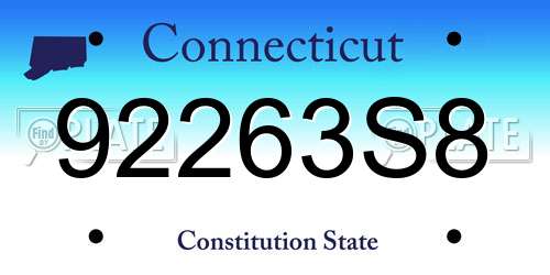 92263S8 Connecticut License Plate